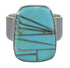 Silver Southwestern Turquoise Inlay Ring Size 7-1/2 AX88255